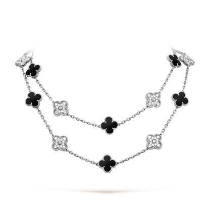 [LOXURA]CLOVER 20 MOTIFS ONYX DIAMOND SILVER
