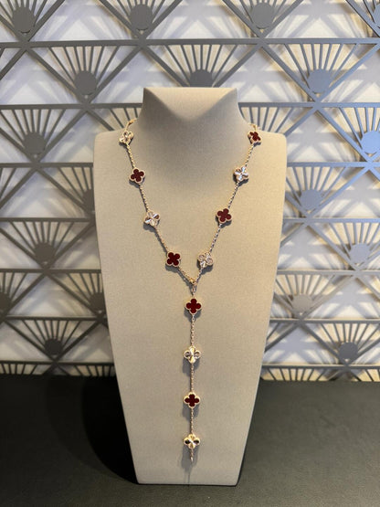 [LOXURA]CLOVER 20 MOTIFS LASER CARNELIAN NECKLACE