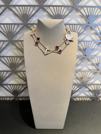 [LOXURA]CLOVER 20 MOTIFS LASER CARNELIAN NECKLACE