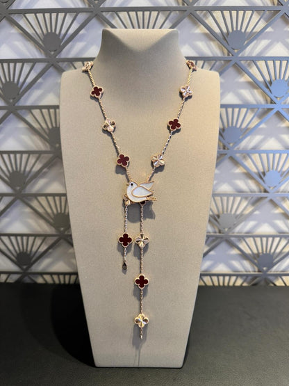 [LOXURA]CLOVER 20 MOTIFS LASER CARNELIAN NECKLACE