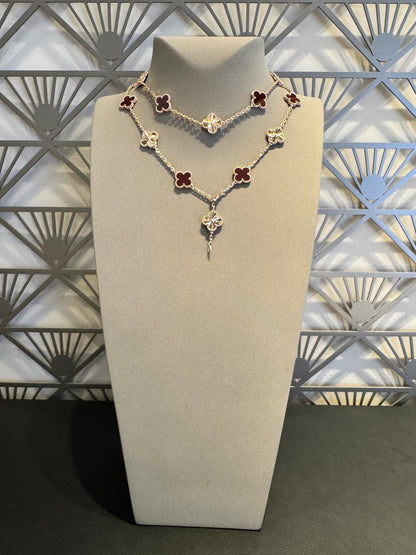 [LOXURA]CLOVER 20 MOTIFS LASER CARNELIAN NECKLACE