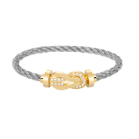 [LOXURA]CHANCE LARGE 8 FIGURE BUCKLE HALF DIAMOND BRACELET GOLD