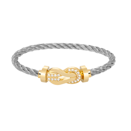[LOXURA]CHANCE LARGE 8 FIGURE BUCKLE HALF DIAMOND BRACELET GOLD