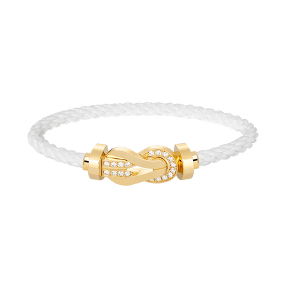 [LOXURA]CHANCE LARGE 8 FIGURE BUCKLE HALF DIAMOND BRACELET GOLD