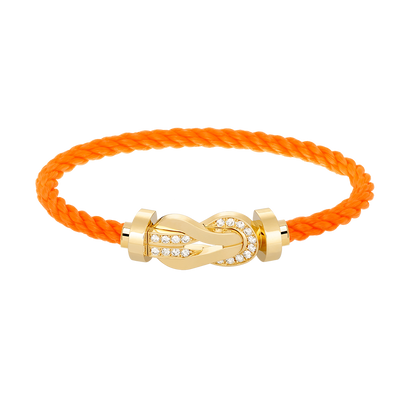 [LOXURA]CHANCE LARGE 8 FIGURE BUCKLE HALF DIAMOND BRACELET GOLD
