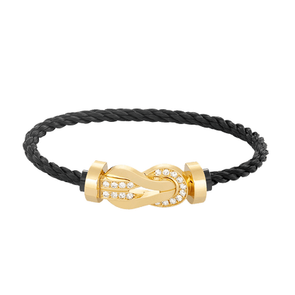 [LOXURA]CHANCE LARGE 8 FIGURE BUCKLE HALF DIAMOND BRACELET GOLD
