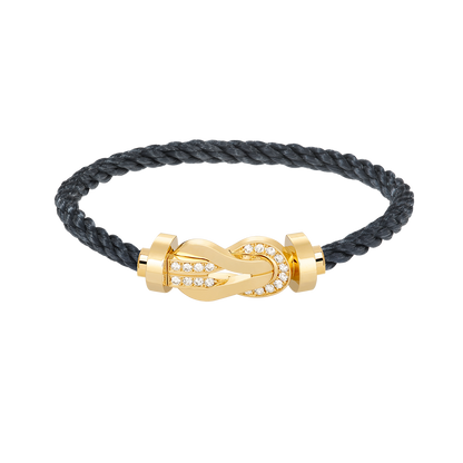 [LOXURA]CHANCE LARGE 8 FIGURE BUCKLE HALF DIAMOND BRACELET GOLD
