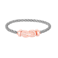 [LOXURA]CHANCE LARGE 8 FIGURE BUCKLE HALF DIAMOND BRACELET ROSE GOLD