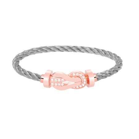 [LOXURA]CHANCE LARGE 8 FIGURE BUCKLE HALF DIAMOND BRACELET ROSE GOLD