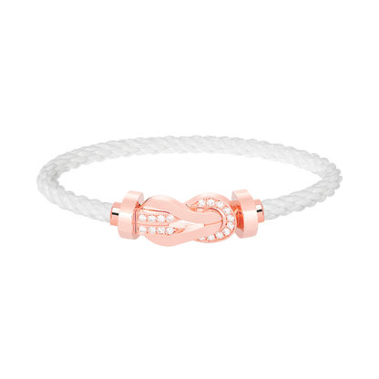 [LOXURA]CHANCE LARGE 8 FIGURE BUCKLE HALF DIAMOND BRACELET ROSE GOLD