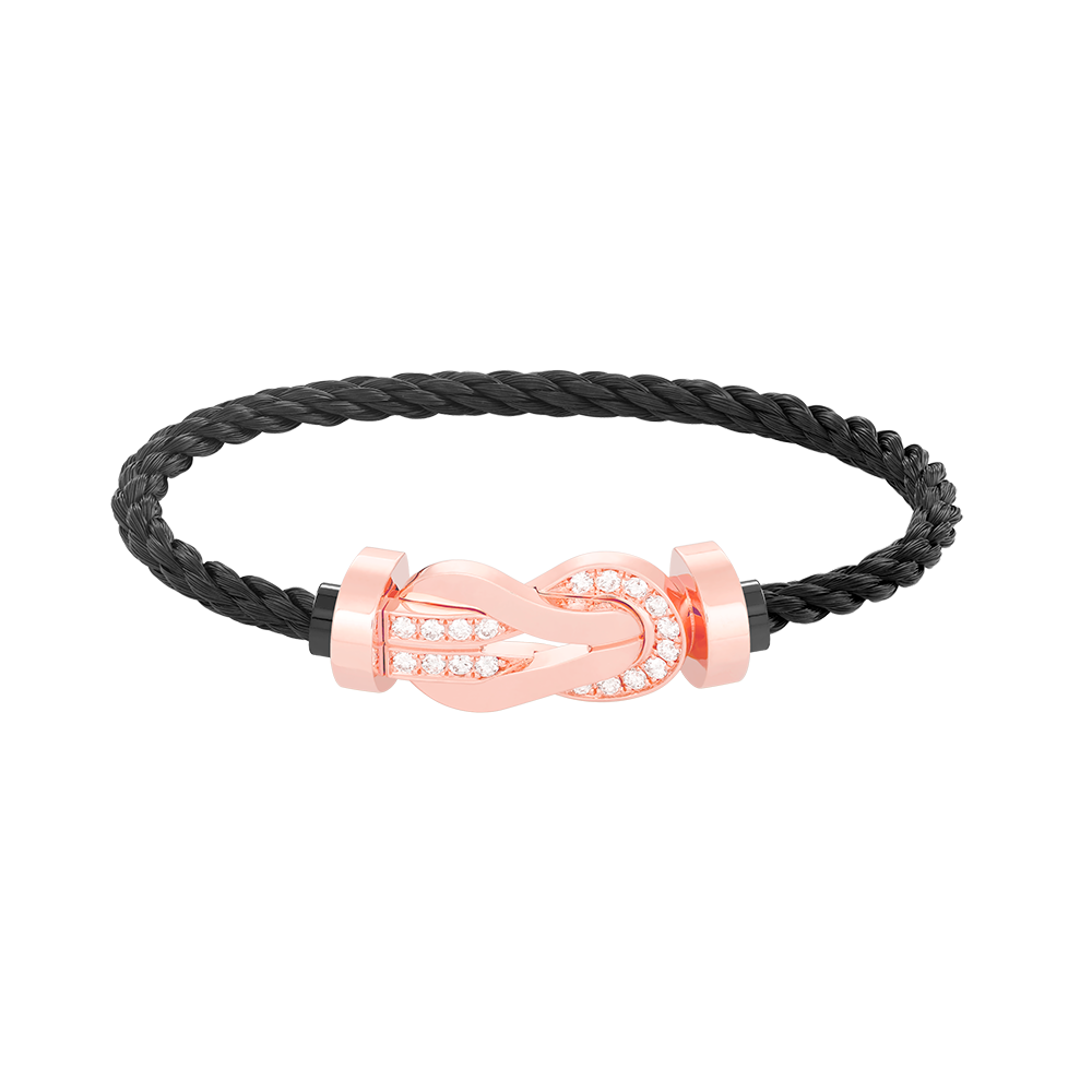 [LOXURA]CHANCE LARGE 8 FIGURE BUCKLE HALF DIAMOND BRACELET ROSE GOLD