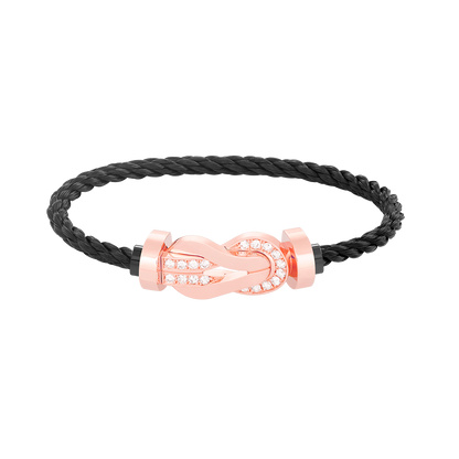 [LOXURA]CHANCE LARGE 8 FIGURE BUCKLE HALF DIAMOND BRACELET ROSE GOLD