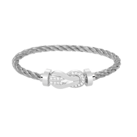 [LOXURA]CHANCE LARGE 8 FIGURE BUCKLE HALF DIAMOND BRACELET SILVER