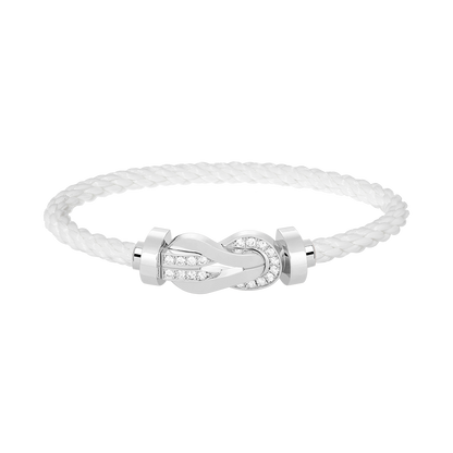 [LOXURA]CHANCE LARGE 8 FIGURE BUCKLE HALF DIAMOND BRACELET SILVER