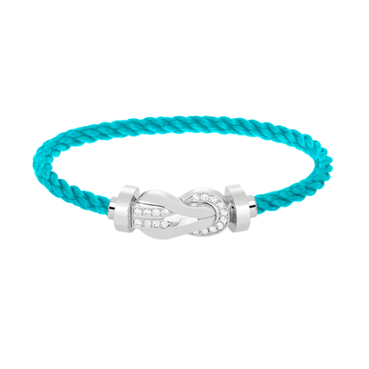 [LOXURA]CHANCE LARGE 8 FIGURE BUCKLE HALF DIAMOND BRACELET SILVER