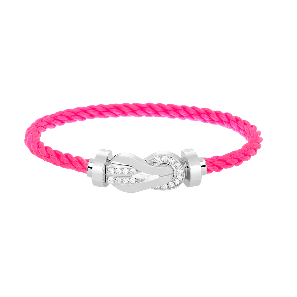 [LOXURA]CHANCE LARGE 8 FIGURE BUCKLE HALF DIAMOND BRACELET SILVER