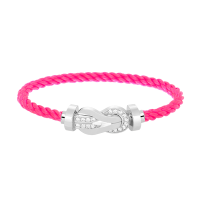 [LOXURA]CHANCE LARGE 8 FIGURE BUCKLE HALF DIAMOND BRACELET SILVER