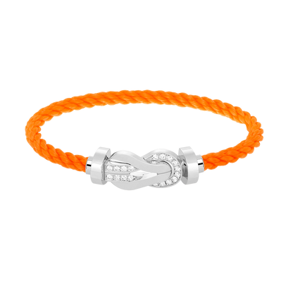[LOXURA]CHANCE LARGE 8 FIGURE BUCKLE HALF DIAMOND BRACELET SILVER