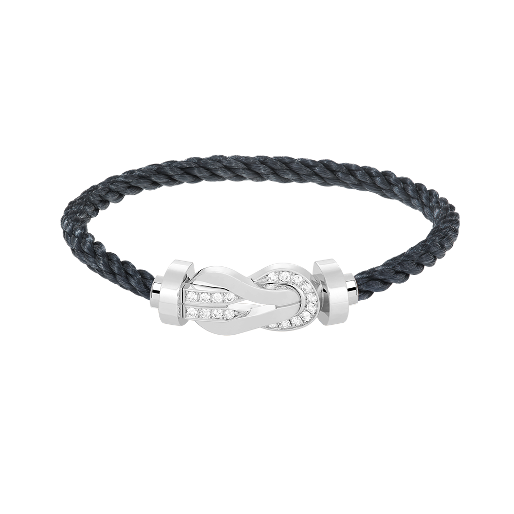 [LOXURA]CHANCE LARGE 8 FIGURE BUCKLE HALF DIAMOND BRACELET SILVER