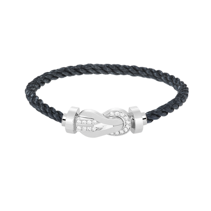 [LOXURA]CHANCE LARGE 8 FIGURE BUCKLE HALF DIAMOND BRACELET SILVER