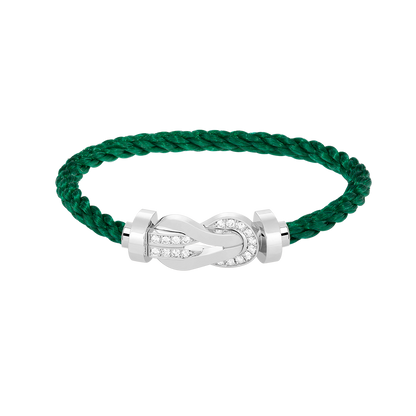[LOXURA]CHANCE LARGE 8 FIGURE BUCKLE HALF DIAMOND BRACELET SILVER