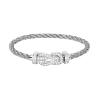 [LOXURA]CHANCE LARGE 8 FIGURE BUCKLE FULL DIAMOND BRACELET SILVER