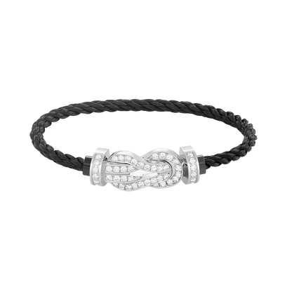 [LOXURA]CHANCE LARGE 8 FIGURE BUCKLE FULL DIAMOND BRACELET SILVER
