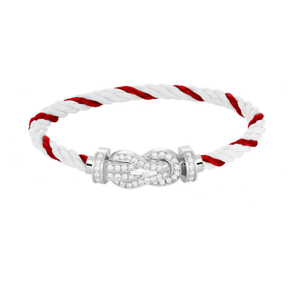 [LOXURA]CHANCE LARGE 8 FIGURE BUCKLE FULL DIAMOND BRACELET SILVER