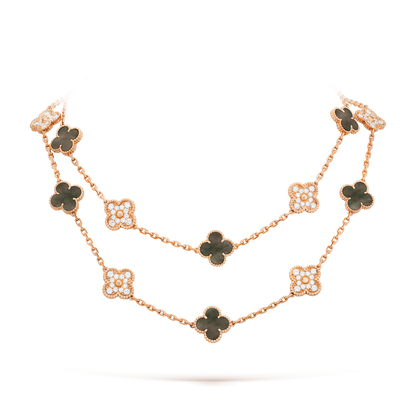 [LOXURA]CLOVER 20 MOTIFS DARK MOP DIAMOND  NECKLACE
