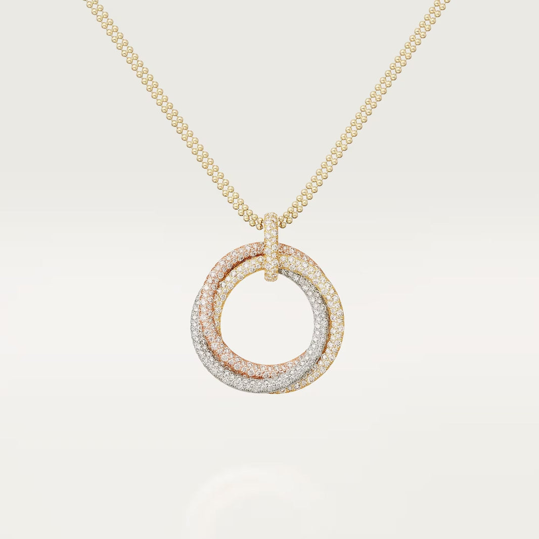 [LOXURA]TRINITY LARGE FULL DIAMOND  NECKLACE