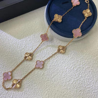 [LOXURA]CLOVER 10 MOTIFS  LASER PINK MOP NECKLACE