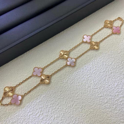[LOXURA]CLOVER 10 MOTIFS  LASER PINK MOP NECKLACE