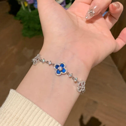 [LOXURA]CLOVER 5 MOTIF PINK BLUE RED WHITE BRACELET