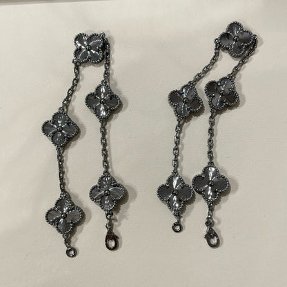 [LOXURA]CLOVER 5 MOTIF BLACK BRACELET