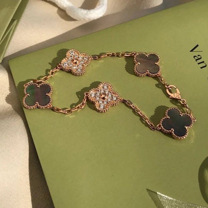 [LOXURA] CLOVER 5 MOTIF GRAY MOP BRACELET COLLECTION