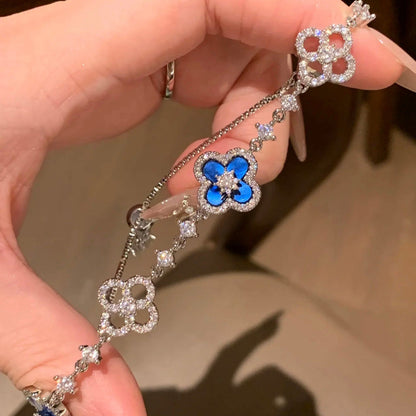 [LOXURA]CLOVER 5 MOTIF PINK BLUE RED WHITE BRACELET