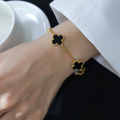 [LOXURA] CLOVER 5 MOTIF ONYXS BRACELET COLLECTION