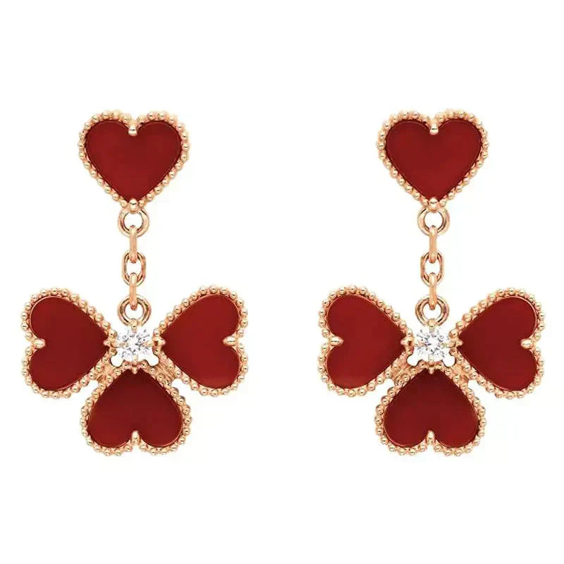 [LOXURA]SWEET CLOVER CARNELIAN EARRINGS