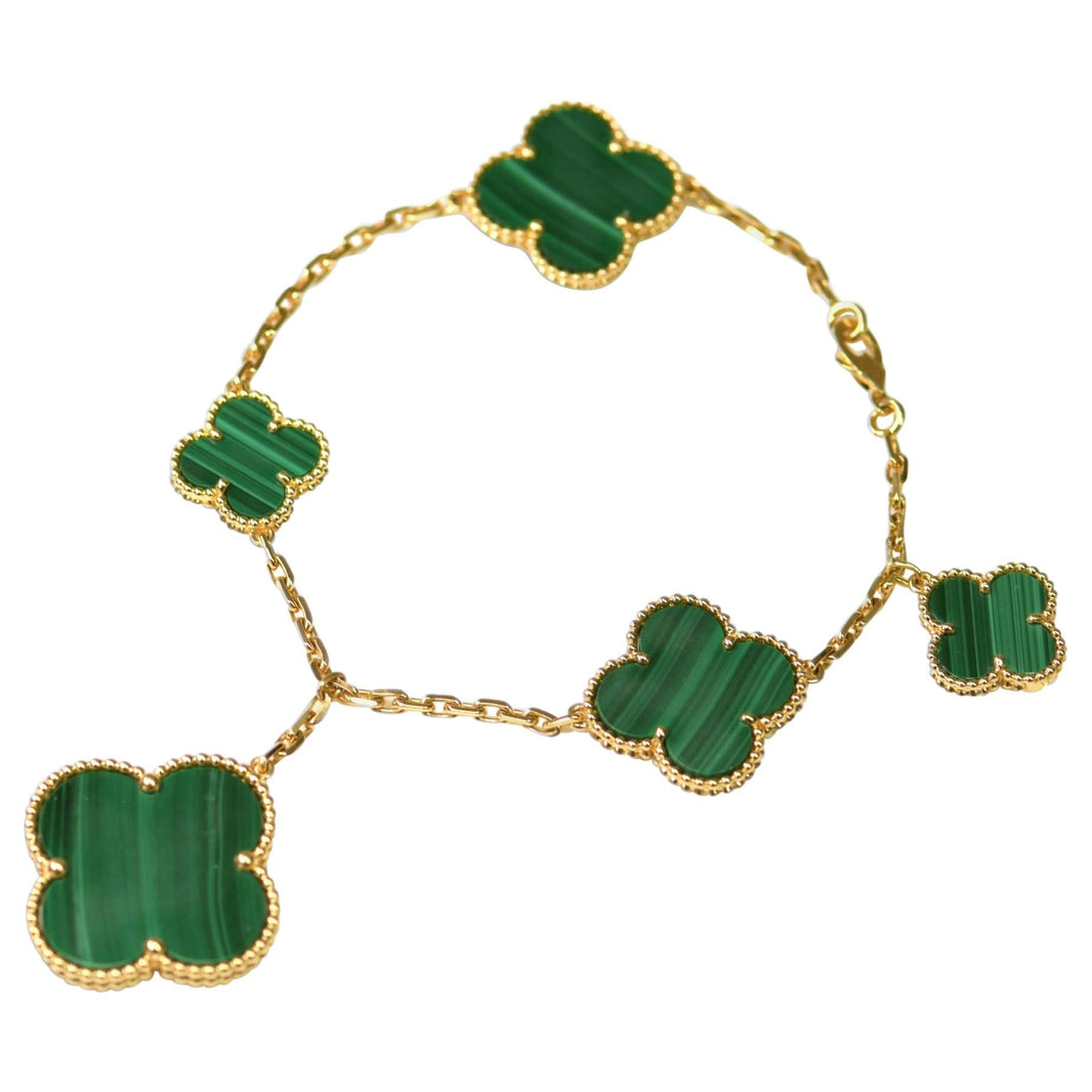 [LOXURA]MAGIC CLOVER MALACHITE GOLD BRACELET 5 MOTIFS