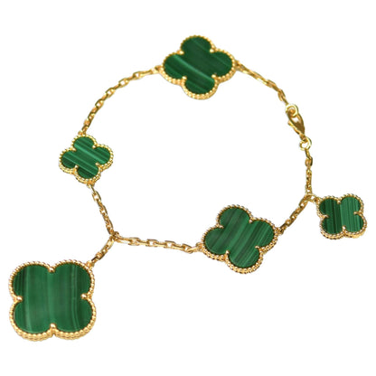 [LOXURA]MAGIC CLOVER MALACHITE GOLD BRACELET 5 MOTIFS