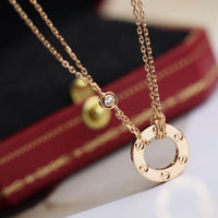 [LOXURA]LOVE NECKLACE ADJUSTABLE ROSE GOLD 2 DIAMOND