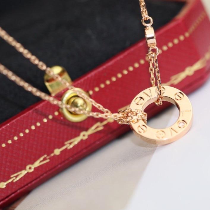 [LOXURA]LOVE NECKLACE ADJUSTABLE ROSE GOLD 2 DIAMOND