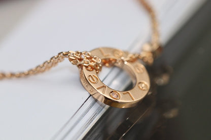 [LOXURA]LOVE NECKLACE ADJUSTABLE ROSE GOLD 2 DIAMOND