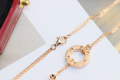 [LOXURA]LOVE NECKLACE ADJUSTABLE ROSE GOLD 2 DIAMOND