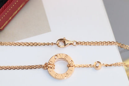 [LOXURA]LOVE NECKLACE ADJUSTABLE ROSE GOLD 2 DIAMOND