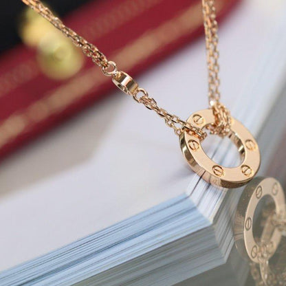 [LOXURA]LOVE NECKLACE ADJUSTABLE ROSE GOLD 2 DIAMOND