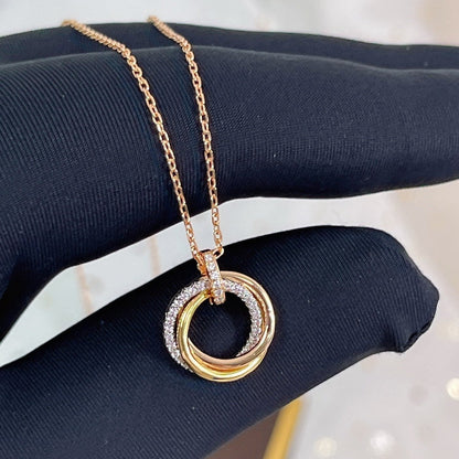[LOXURA]TRINITY NECKLACE SILVER GOLD PINK GOLD DIAMONDS