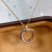 [LOXURA]TRINITY NECKLACE SILVER GOLD PINK GOLD DIAMONDS