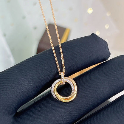 [LOXURA]TRINITY NECKLACE SILVER GOLD PINK GOLD DIAMONDS
