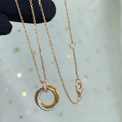 [LOXURA]TRINITY NECKLACE SILVER GOLD PINK GOLD DIAMONDS